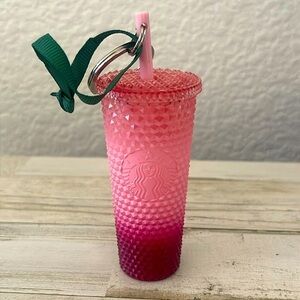 NIB Starbucks Holiday 2022 Pink Ombré Ornament/Keychain.